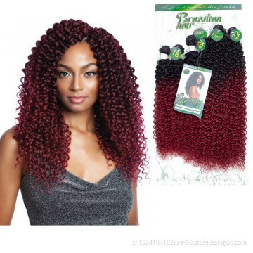 private label heat resistant long curly synthetic hair weft weavon bundles suppliers, protein fiber highlighted hair bundles